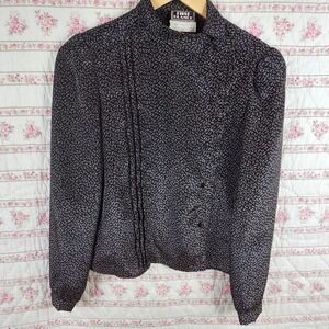 Vintage First Glance Floral Blouse Long Sleeve Button Up Career Top Size 5